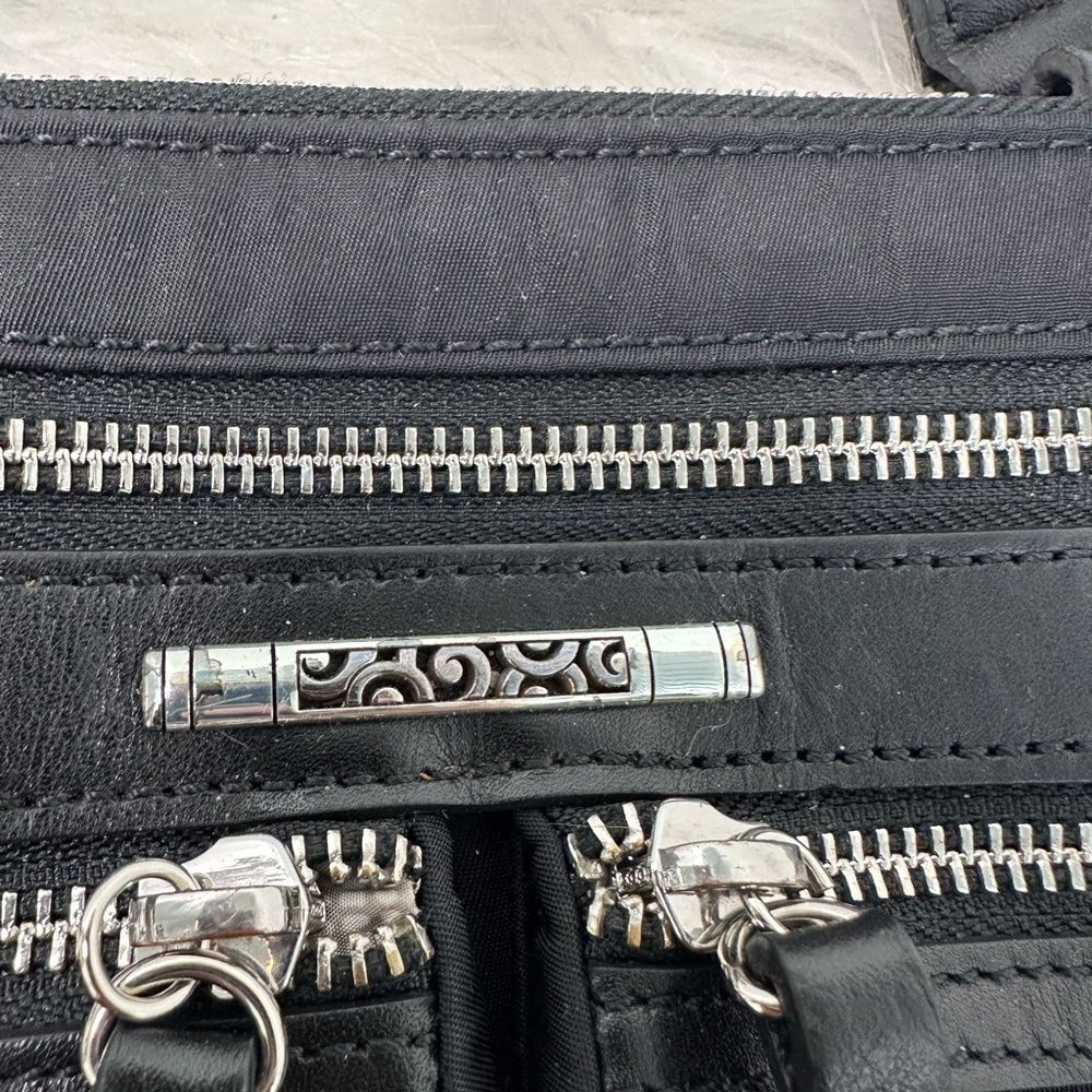 BRIGHTON Black Nylon Crossbody Bag with Silver Accents - Picture 3 of 12